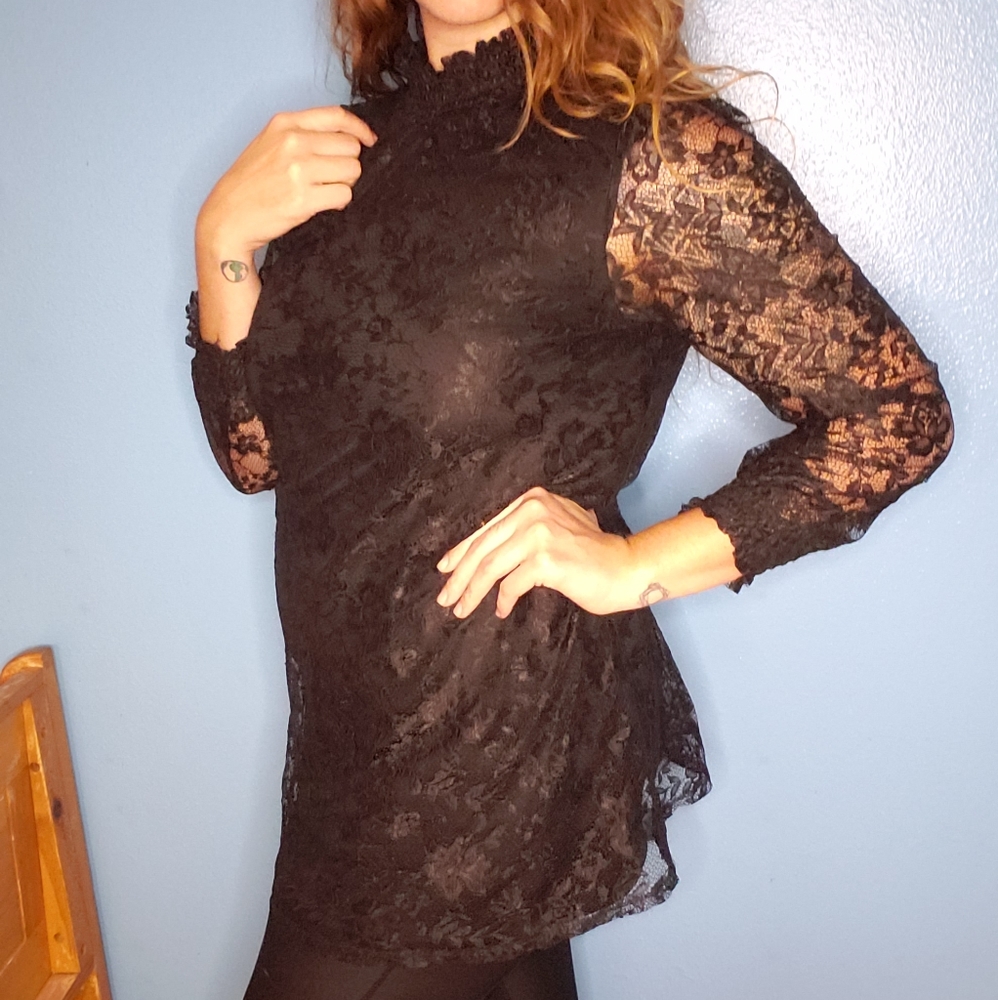 BeBop Black Lace Long Sleeve Dress